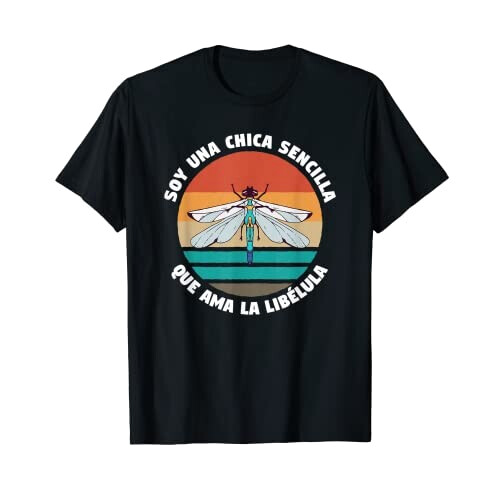 T-shirt Libellule noir fille