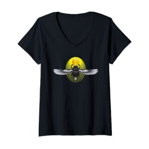 T-shirt Scarabée noir col en v femme