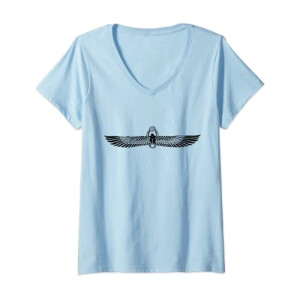 T-shirt Scarabée bleu col en v femme