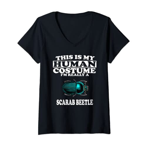 T-shirt Scarabée noir col en v femme