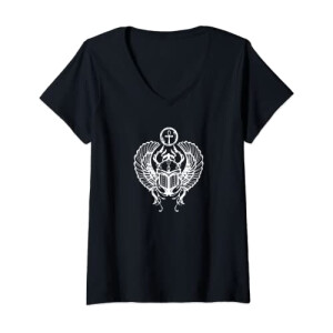 T-shirt Scarabée noir col en v femme