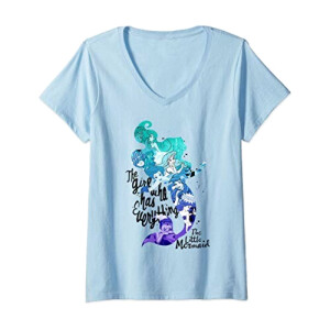 T-shirt Sirène rose col en v femme