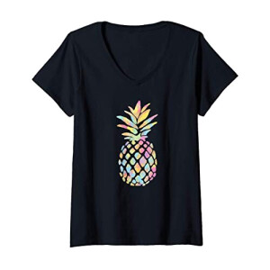 T-shirt Ananas vert col en v femme