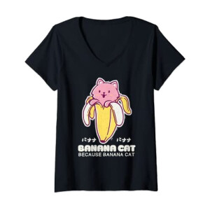 T-shirt Banane noir col en v femme