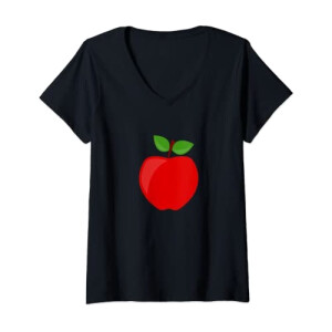 T-shirt Pomme noir col en v femme