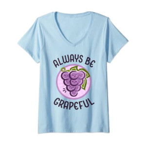 T-shirt Raisin bleu col en v femme