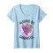 T-shirt Raisin bleu col en v femme - miniature