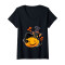 T-shirt Citrouille noir col en v femme - miniature