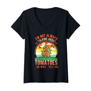 T-shirt Tomate noir col en v femme