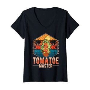 T-shirt Tomate noir col en v femme