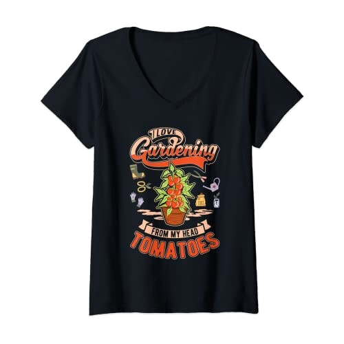 T-shirt Tomate noir col en v femme