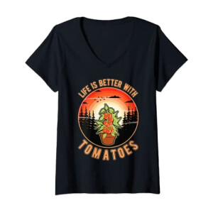 T-shirt Tomate noir col en v femme