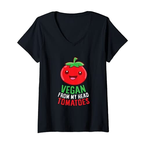 T-shirt Tomate noir col en v femme