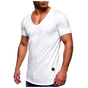 T-shirt blanc . col en v homme