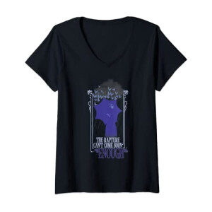 T-shirt Mercredi Addams noir col en v femme