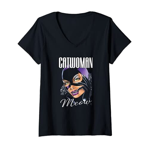 T-shirt Batman noir col en v femme